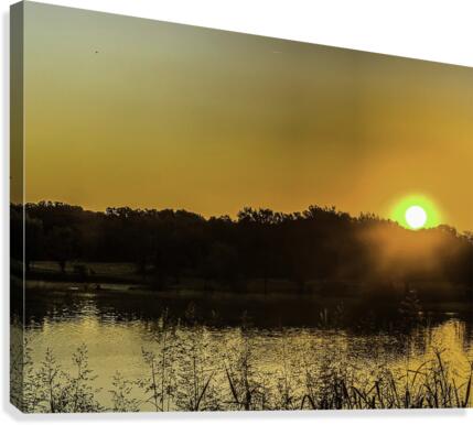 Lake Sunrise In Orange Canvas Print