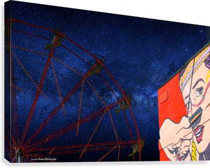 The Indian Princess and the Ferris Wheel Night Version Canvas Print