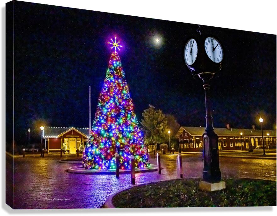 Christmas In The Valley 3-Train Depot Canvas Print