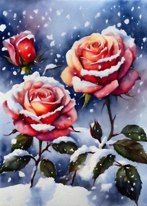 Roses covered with snow 2