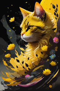 Yellow Cat Abstract  
