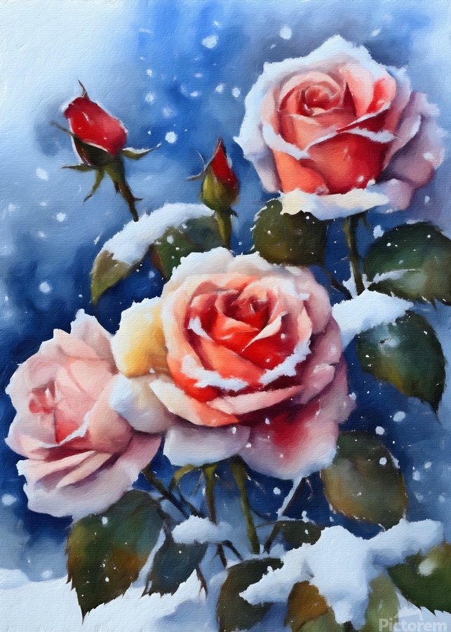 Roses covered with snow by Gabriella David Wall Art