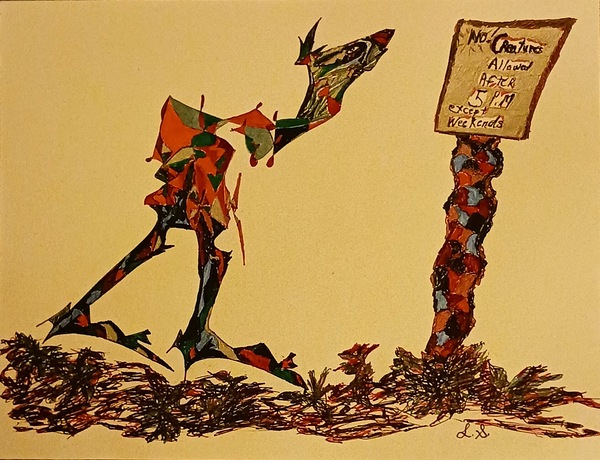 20221127 181637 creature reading sign Print