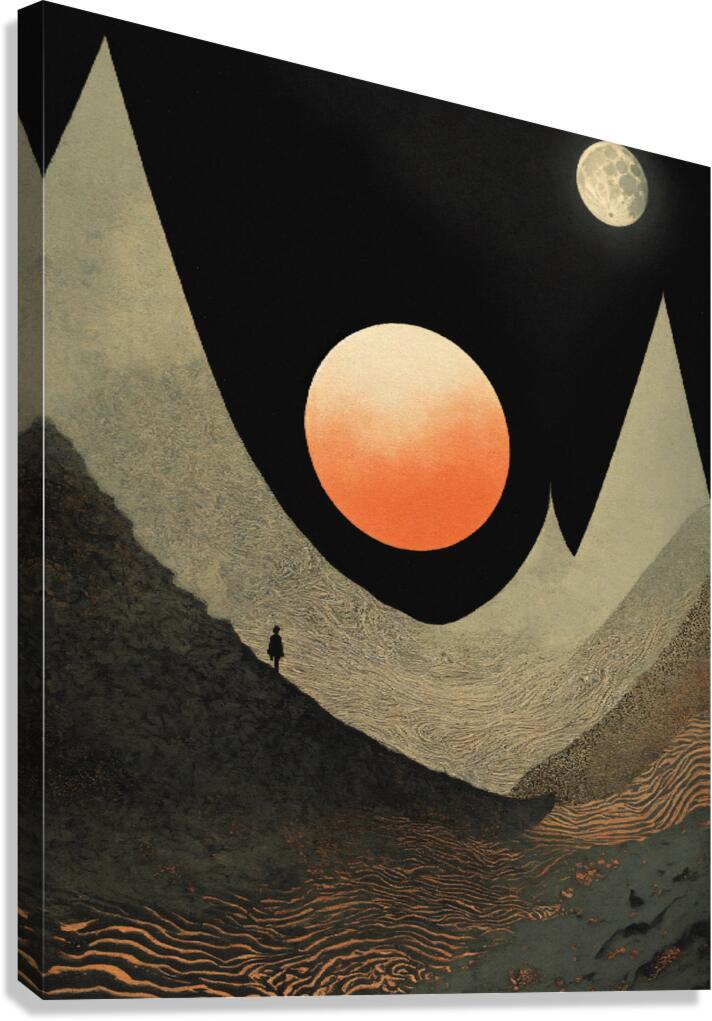 Moon profile   Halftone pattern  Canvas Print