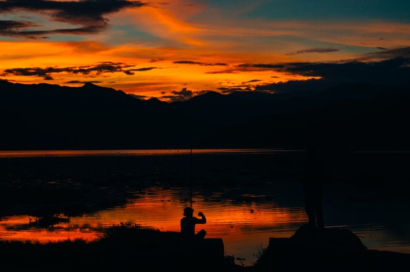 Sunset Fishermen- Pokhara Nepal Print