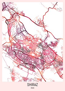 Shiraz Iran City Downtown Street Map