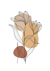 Line art blooming flower a