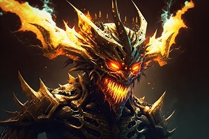 Scary blazing demon