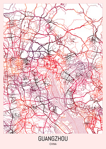 Guangzhou City Downtown Street Map