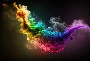Multicolored neon smoke