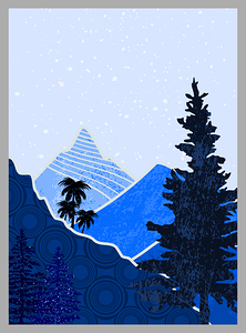 Abstract mountain painting a