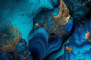  Teal turquoise marbled alcohol ink