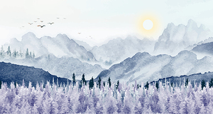 Minimal watercolor landscape