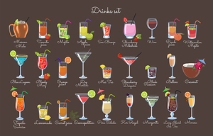 Drinks on a brown background