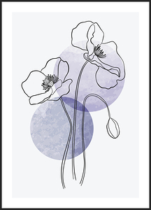 Botanical flower line art with triangle and circle. a