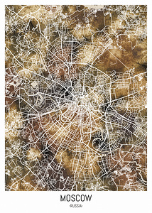 Moscow Russia City Road Map