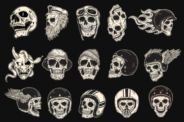 Skull Rider Helmet Head Print