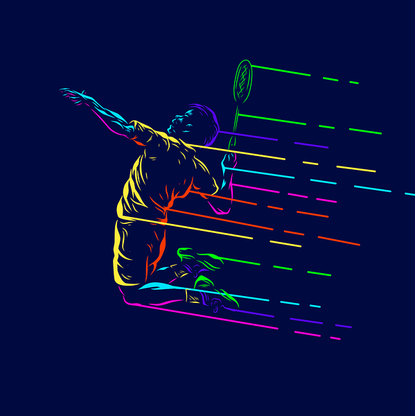 Badminton smash shot with dark background Print