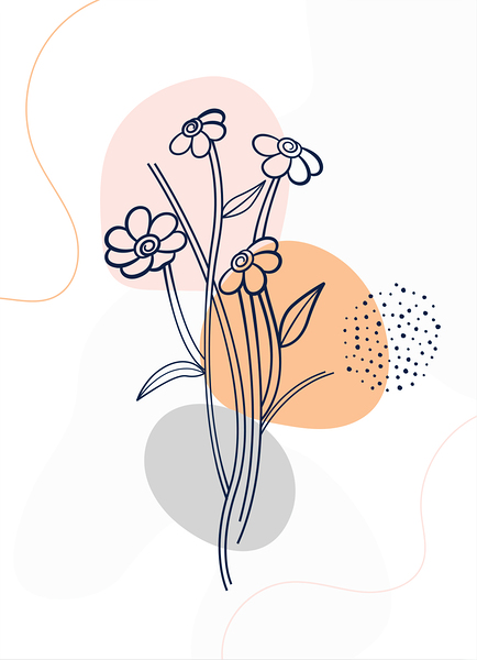 Botanic flower line art. b by Point Art