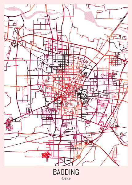 Baoding City Downtown Street Map by Point Art