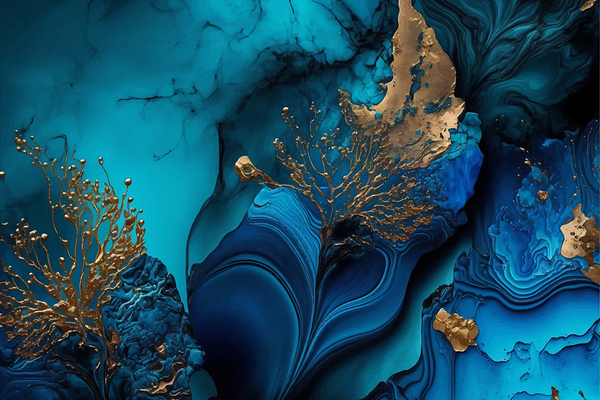  Teal turquoise marbled alcohol ink by Point Art