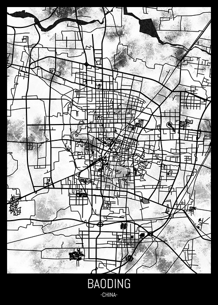 Baoding China City Street Map by Point Art
