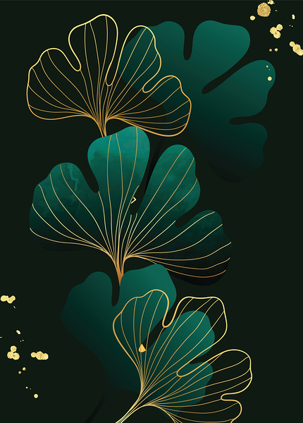 Luxury gold tropical leaves. b by Point Art