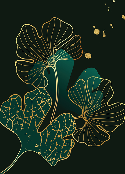 Luxury gold tropical leaves. a by Point Art