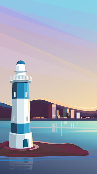  Seascapes with lighthouse a by Point Art