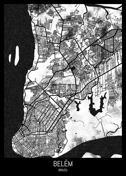 Belem Brazil City Street Map by Point Art