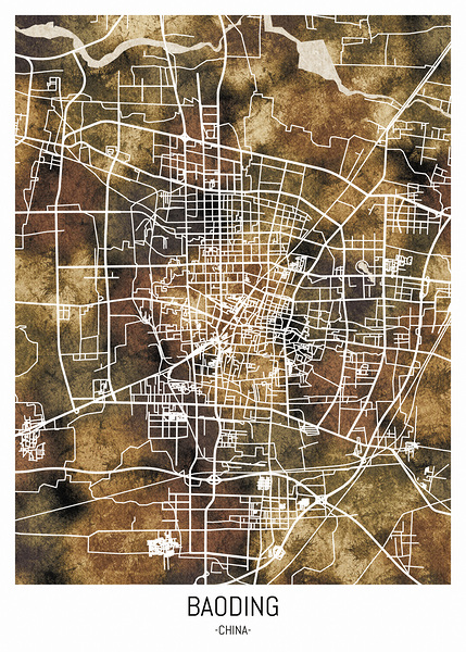 Baoding China City Road Map Print