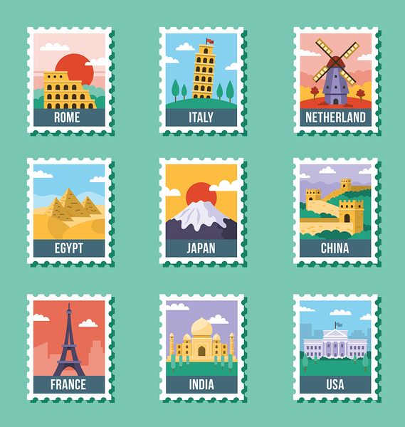 Famous Landmarks Stamp by Point Art