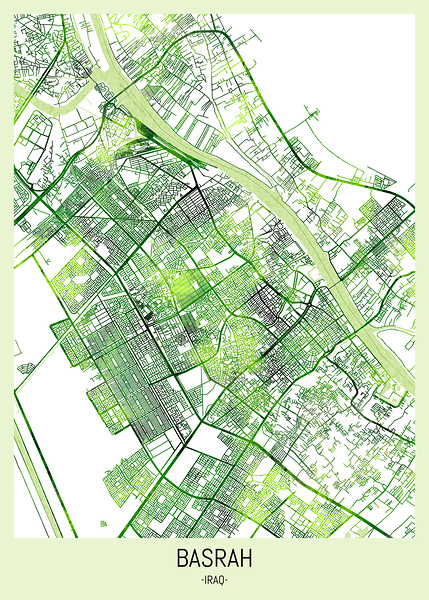 Basrah Iraq City Map by Point Art