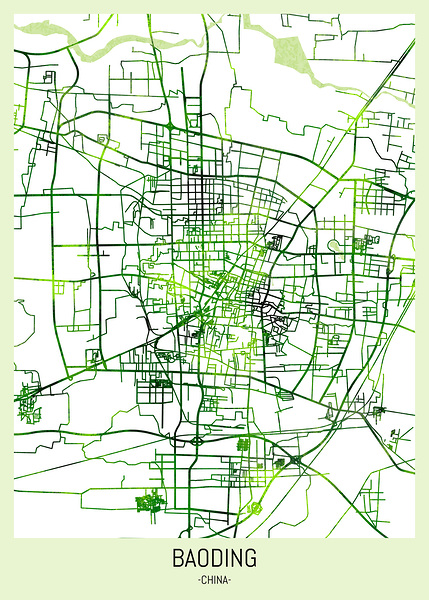 Baoding China City Map Print