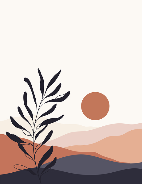  Foliage line art drawing with abstract shape by Point Art