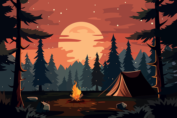 Tent in the forestb by Point Art