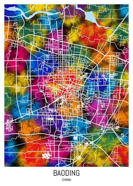 Baoding China City Map Print