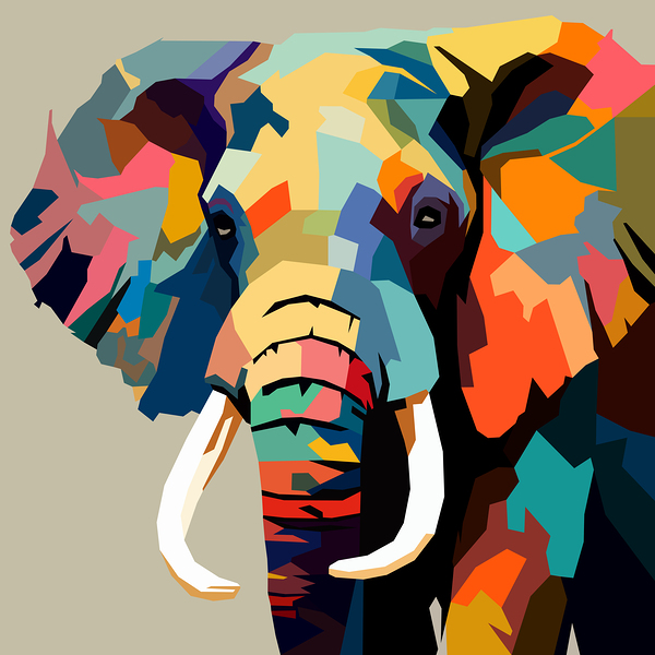 Adult elephant pop art by Point Art