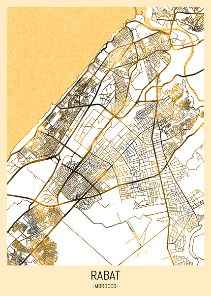 Rabat Morocco City Map by Point Art