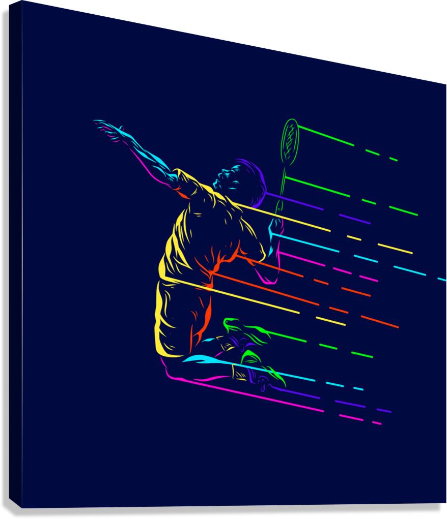 Badminton smash shot with dark background Canvas Print