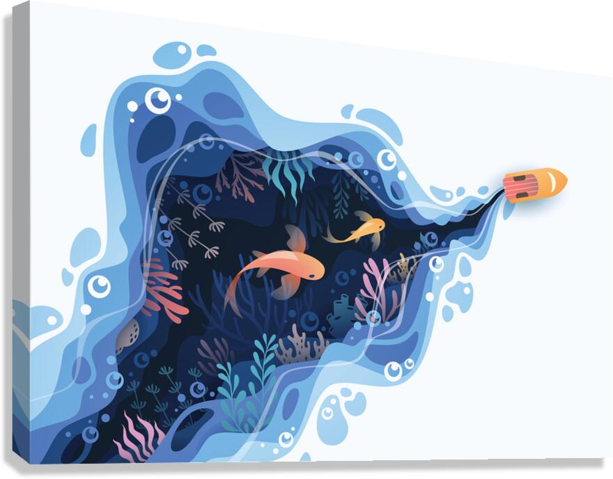 Fishes layered shape Canvas Print