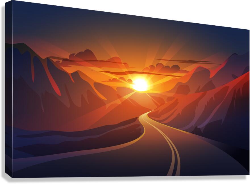 Sunset in mountains Canvas Print