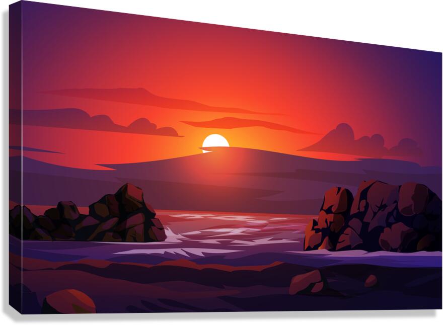 Sunset in beach Canvas Print