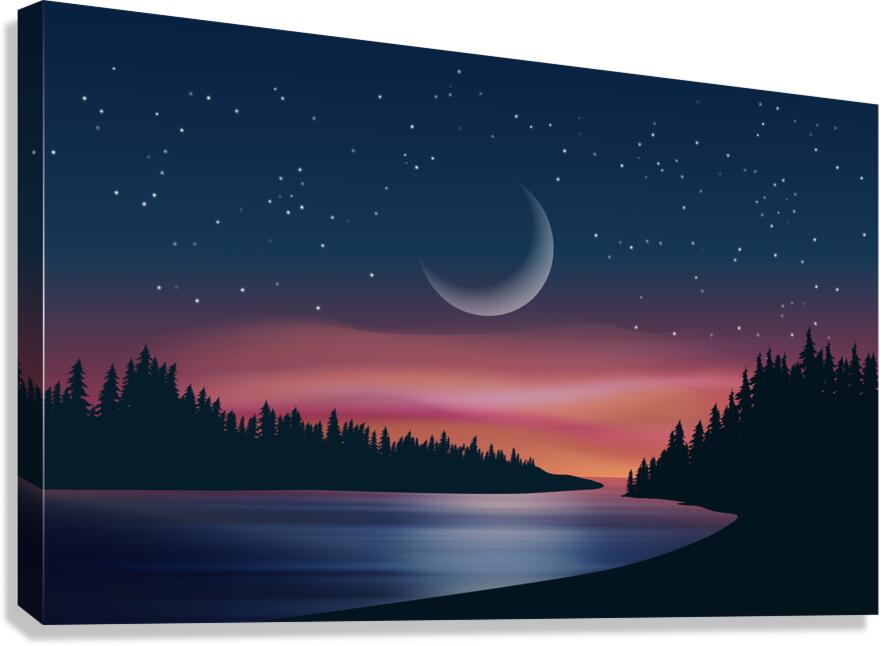 Dramatic night scene landscape Canvas Print