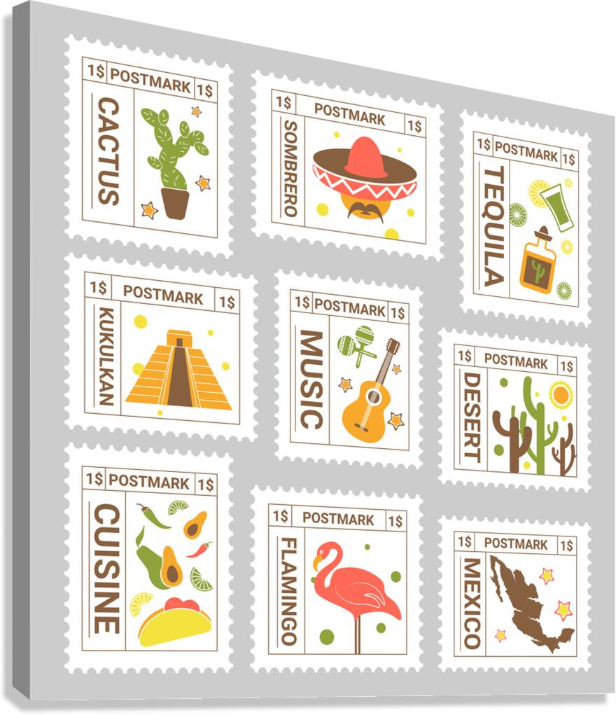 Postal mark set Canvas Print