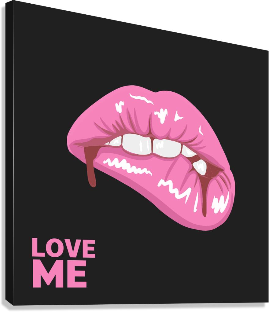 Bite pink lips Canvas Print