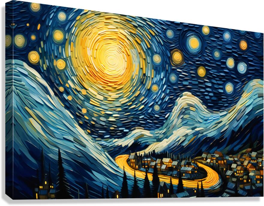 Cityscape with Moonlight Canvas Print