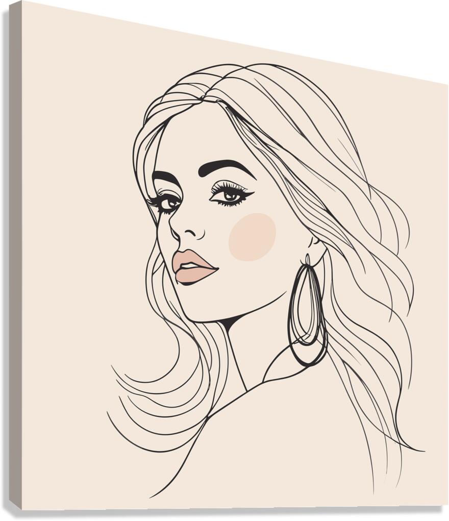 Line art portrait design   Canvas Print