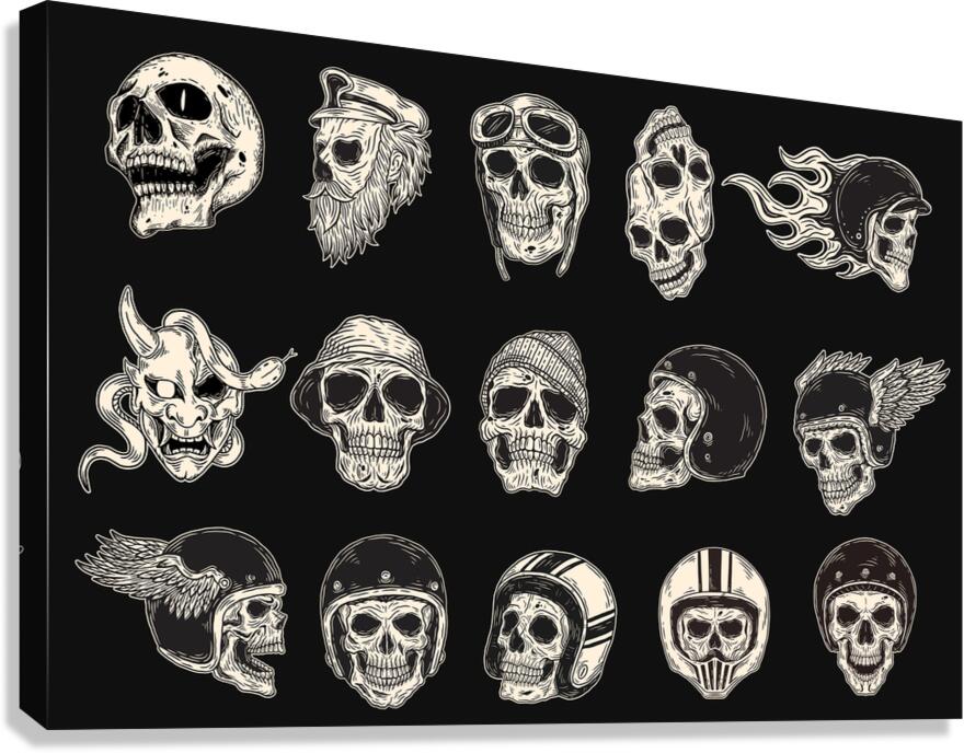Skull Rider Helmet Head Canvas Print