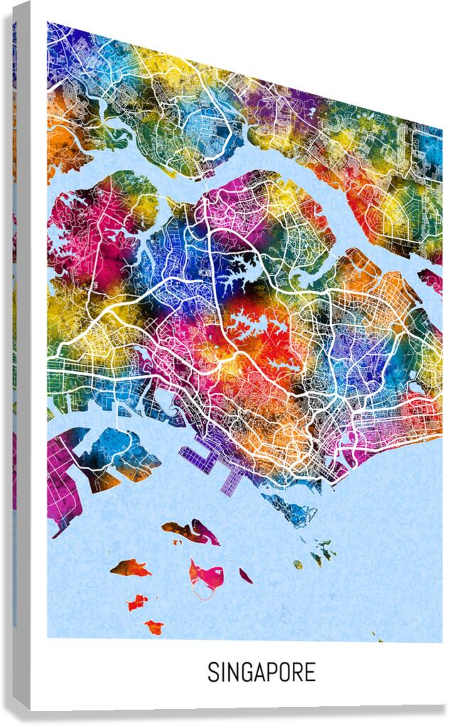 Singapore Map Canvas Print